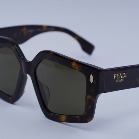 Fendi FE40162F 52E Sunglasses Dark Havana Geometric Frame, Brown Lenses - Picture 10 of 12